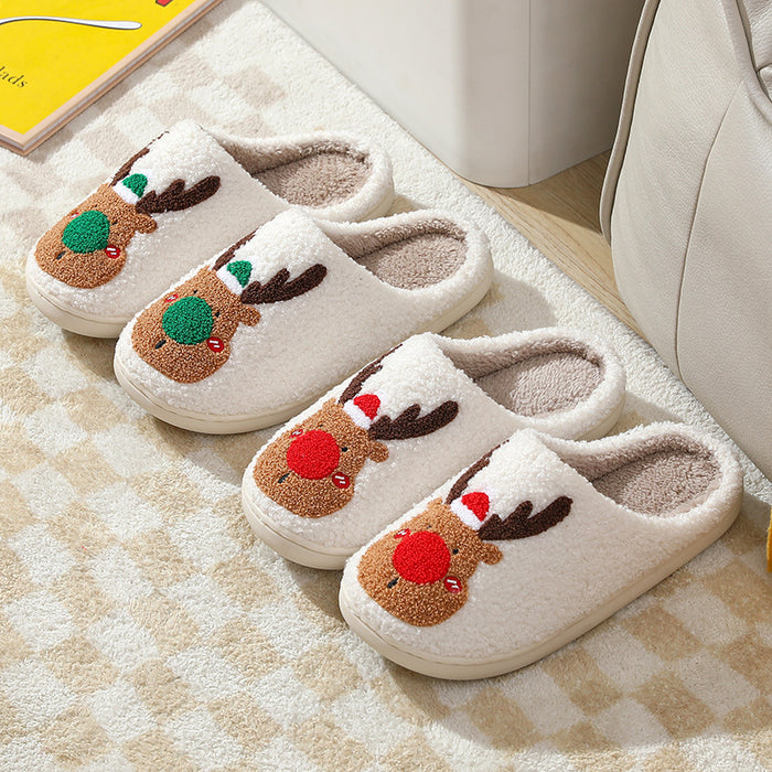 Pantofole in cotone alce natalizio per la casa calda invernale