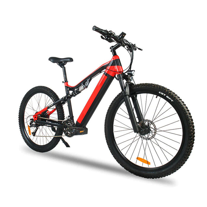 Ebike elétrica vermelha 500W - Bicicleta elétrica de montanha de 27,5 polegadas 48V 27 velocidades - Motor Bafang