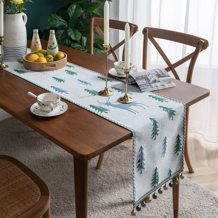 Modern Minimalist Table Runner Christmas Chenille Tassel Household Tablecloth Polyester Tablecloth
