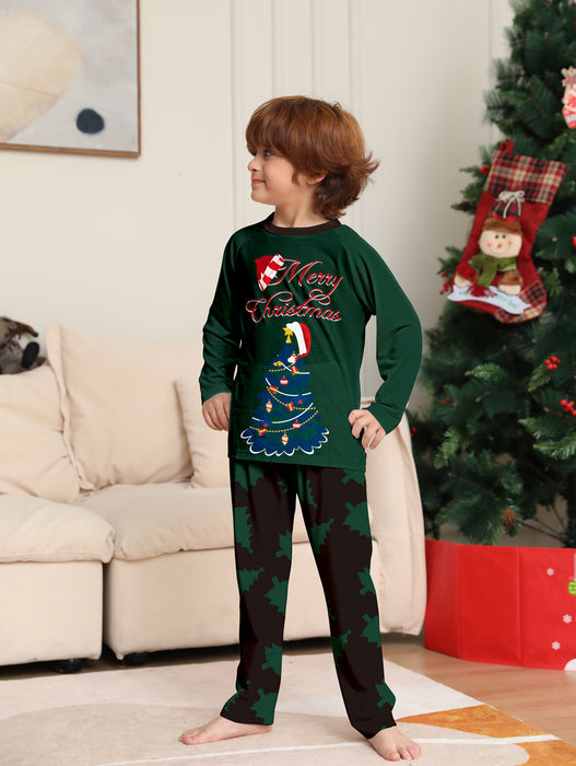 Christmas Tree Printed Long-sleeved Homewear Pajamas