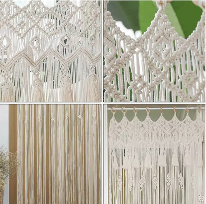 Cortina de tapeçaria tecida à mão boêmia divisória boêmia fundo de casamento cortina suspensa decoração