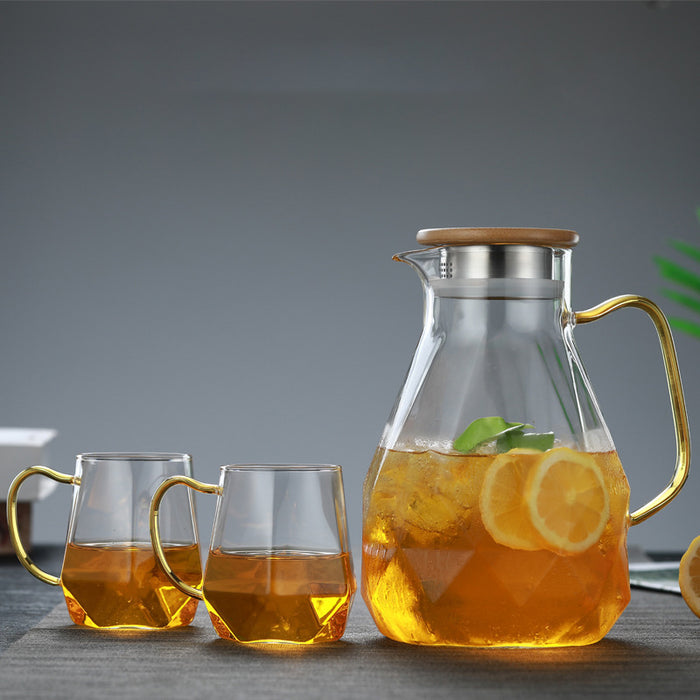 Ensemble de théière en verre à Texture diamant, pichet à eau chaude et froide, cafetière transparente