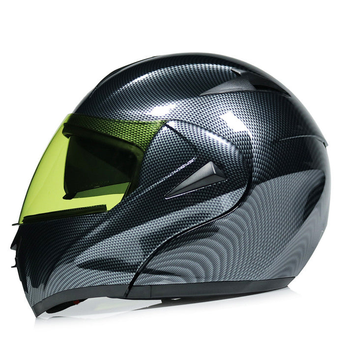 Motorcycle Uncovered Helmet Carbon Fiber Double Mirror Electric Bike Helmet Men and Women