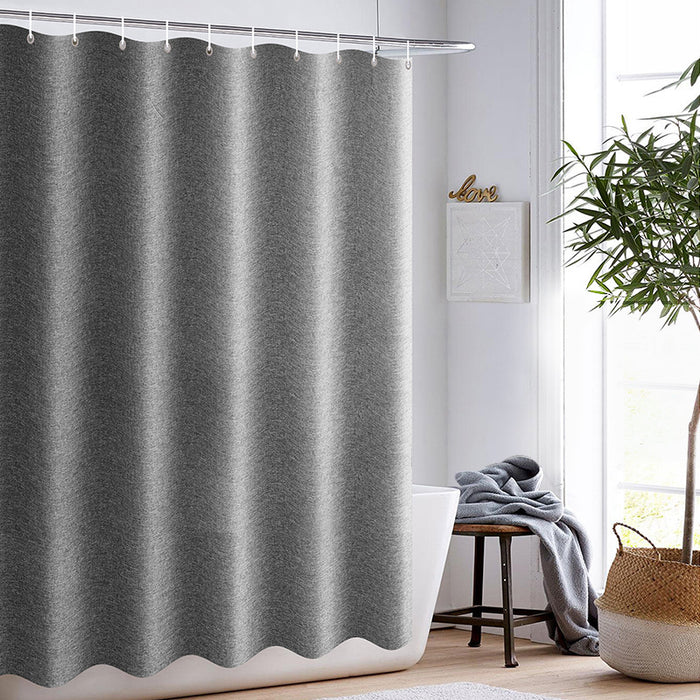 Thick Grey Shower Curtains Imitation Linen Fabric Waterproof Bath Curtains For Bathroom Bathtub Large Wide Modern Bathing Cover