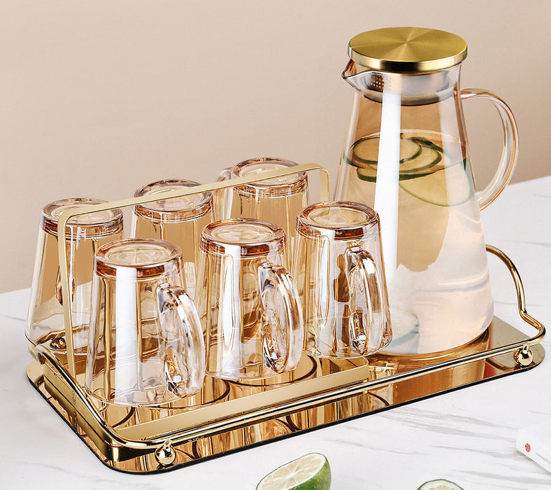 Brown Glass With Light Luxury Color Drinking Cup Female Summer Heat-resistant Tea Cup Kettle Living Room Household Set