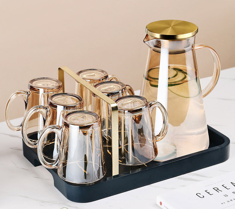 Brown Glass With Light Luxury Color Drinking Cup Female Summer Heat-resistant Tea Cup Kettle Living Room Household Set