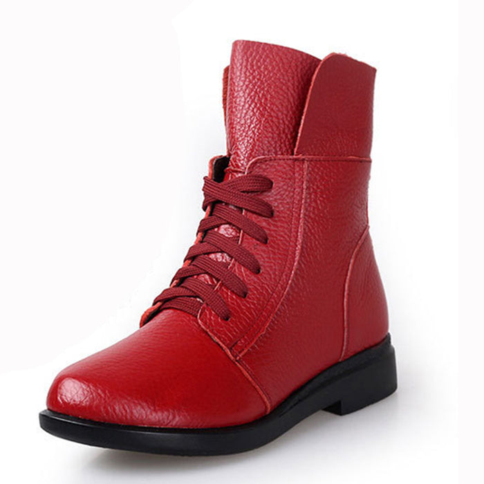 Casual Lace-up Single Boots All-match Flat Red Martin Boots