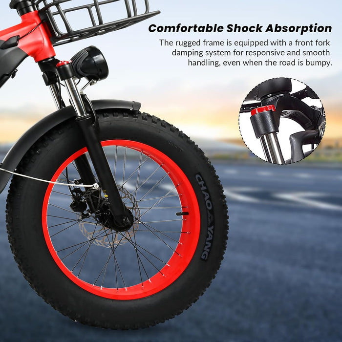 Bicicleta elétrica para adultos, moto de neve, bicicleta com pneu grosso de 20 x 4 polegadas, bicicleta elétrica com motor de 500 W, bicicleta elétrica de montanha de 25 MPH