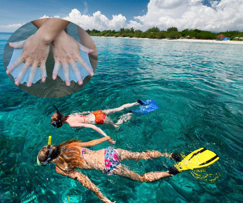 1 par de fajas de natación Unisex tipo rana aletas de mano guantes palmeados paleta