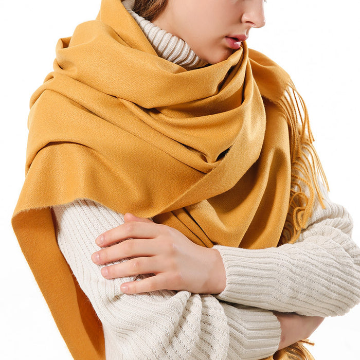 Sciarpa spessa e solida con sciarpa in lana da donna