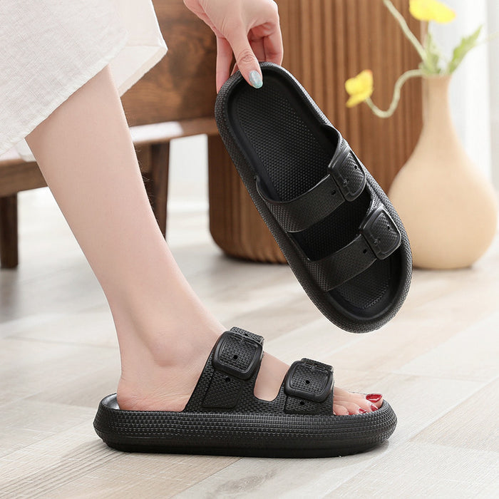 Buckle Slippers Women Outdoor Indoor Thick-soled Eva Bathroom Shoes