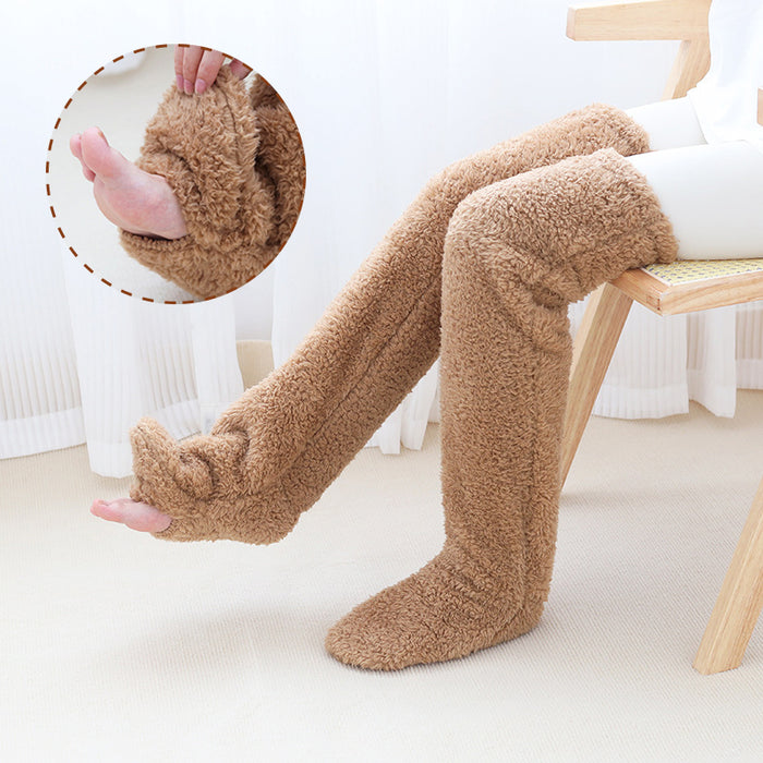 Calcetines largos y peludos por encima de la rodilla, medias cálidas y frías para pierna hasta la rodilla, medias a prueba de frío para dormir en el suelo del hogar