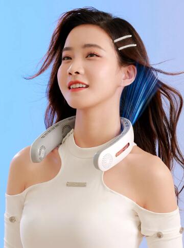 Ventilador eléctrico de cuello colgante sin hojas plegable USB para deportes al aire libre Lazy Mute
