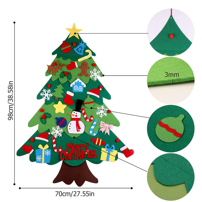 Árvore de Natal infantil de feltro DIY com luzes