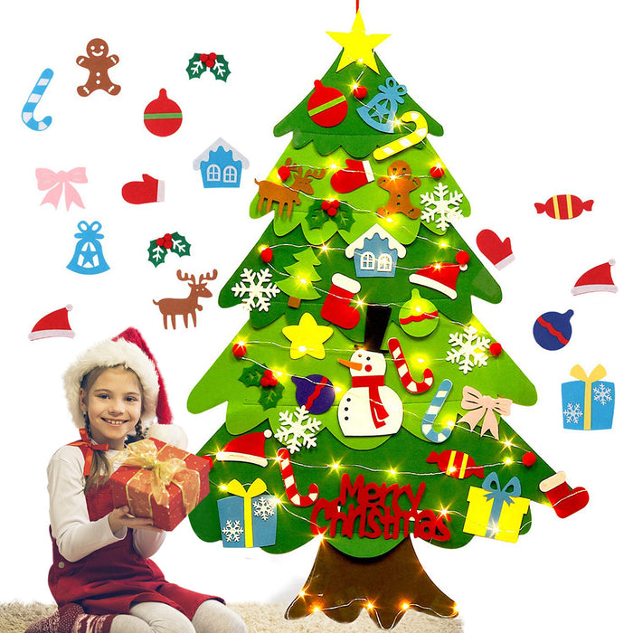 Albero di Natale in feltro fai da te per bambini con luci