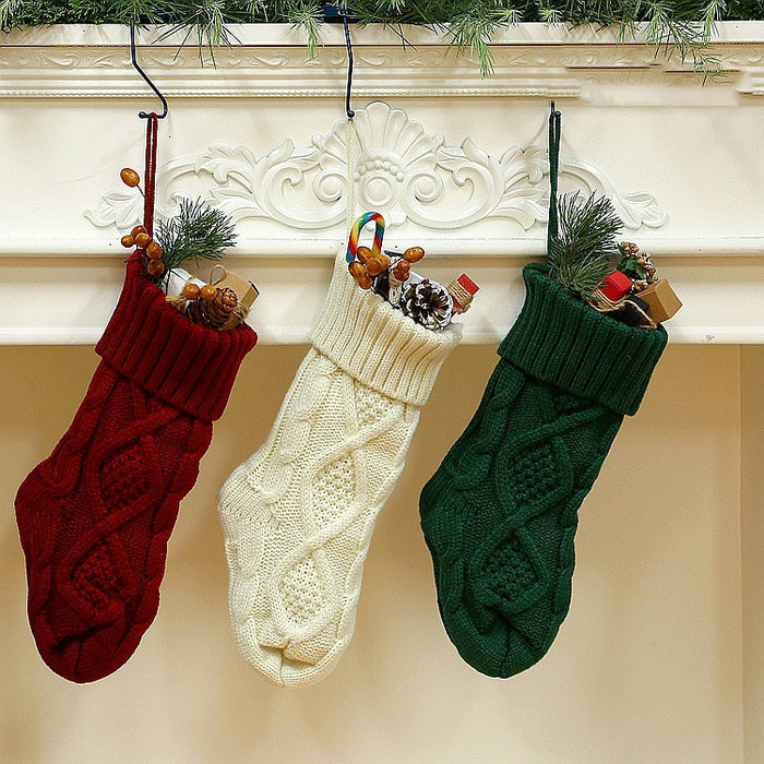 Christmas Knitted Wool Socks Shape Candy Bag