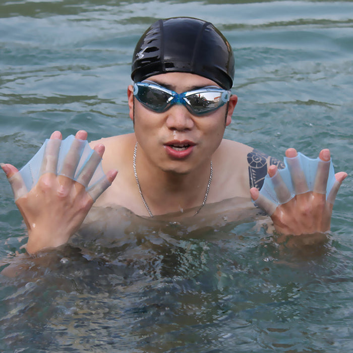 1 par unissex tipo sapo cintas de natação nadadeiras de mão luvas palmadas remo