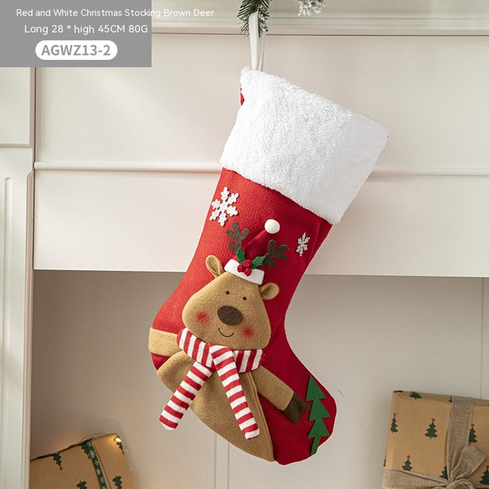 Pano Papai Noel desenho animado árvore de Natal pendurado decoração festa presente saco