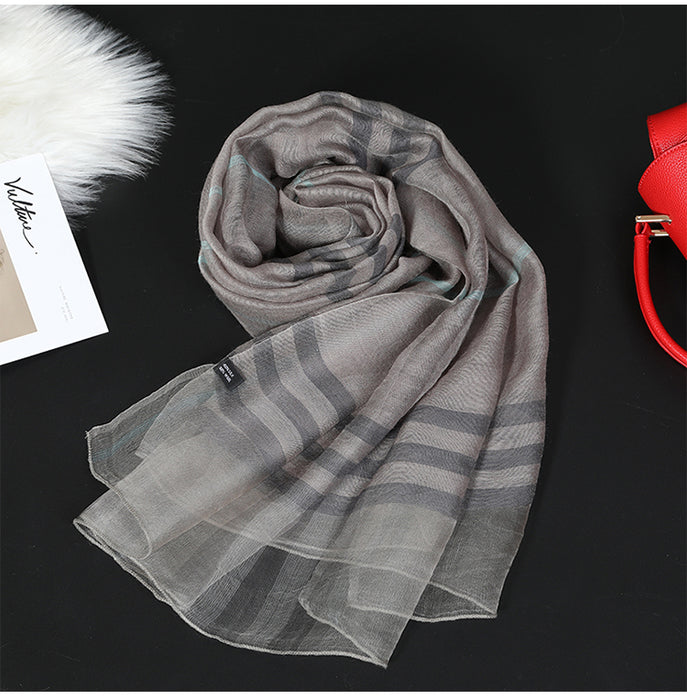 Silk Scarves Women's All-match Plaid Scarf Classic Plaid