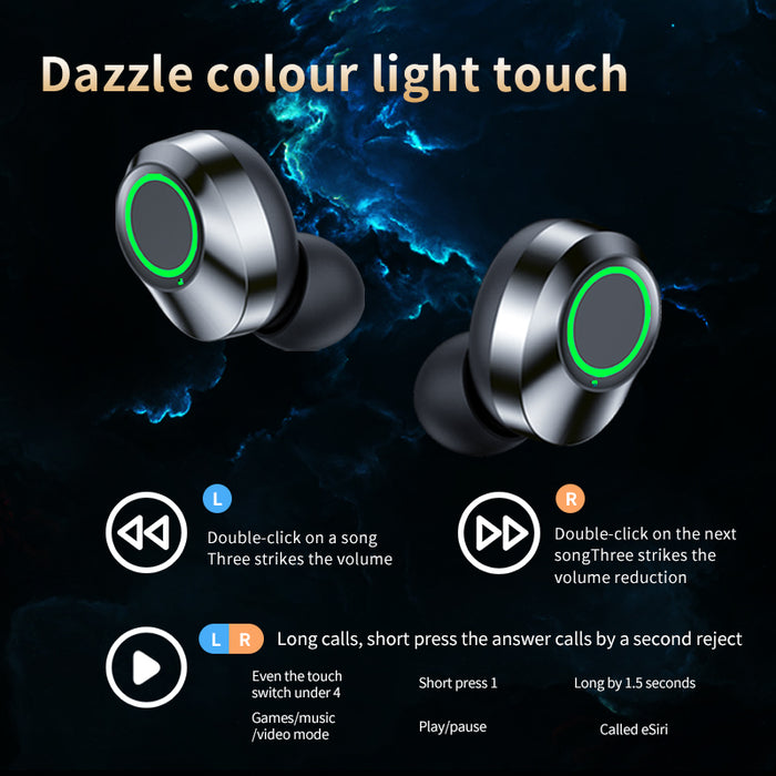 YD03 fone de ouvido sem fio Bluetooth TWS tela grande display digital inteligente na luz de respiração do ouvido