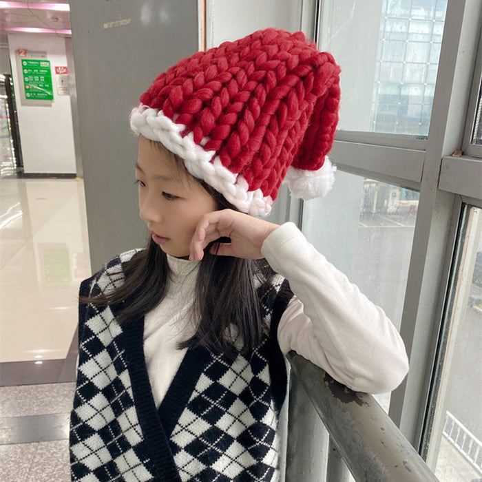 Chapéu de lã de natal inverno quente solto criativo tricotado à mão chapéu de papai noel pai-filho feliz ano novo