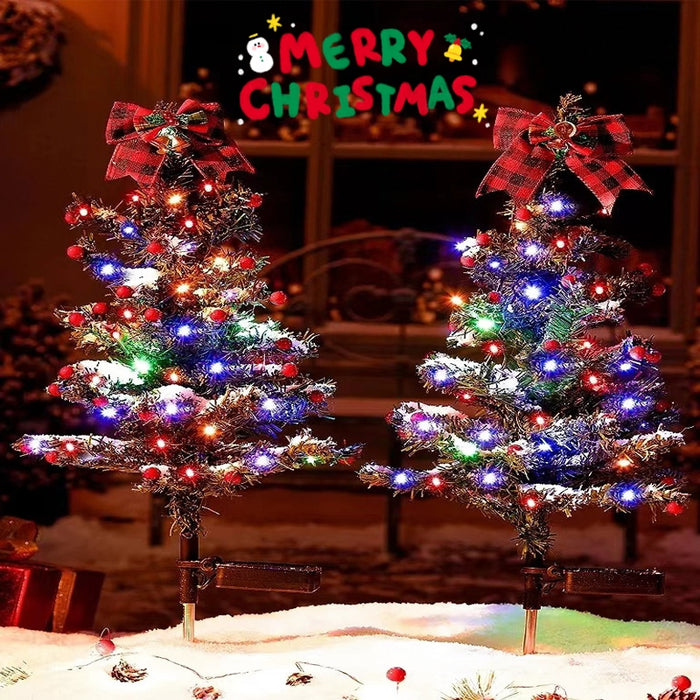 Decorazioni natalizie per esterni impermeabili Albero di Natale solare 2 modalità Paletto da giardino Luce da percorso natalizio per l'arredamento del giardino