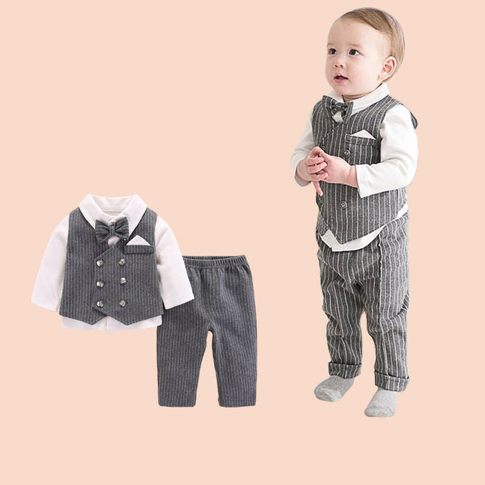 Bebê novo estilo cavalheiro bonito roupas divididas