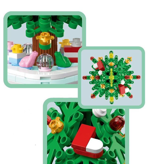 Juguete de ensamblaje de bloques de construcción de caja de música de árbol de Navidad
