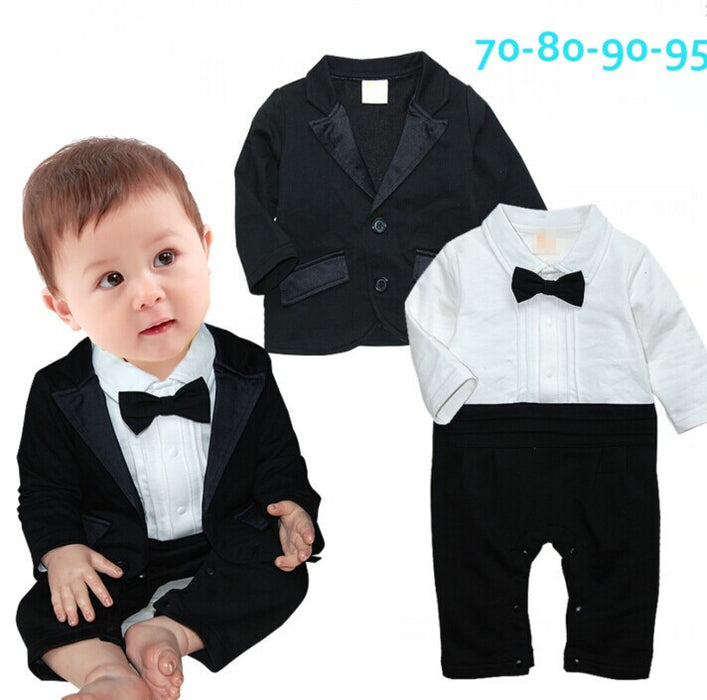 Vestido de cavalheiro para bebé menino, fato de manga comprida