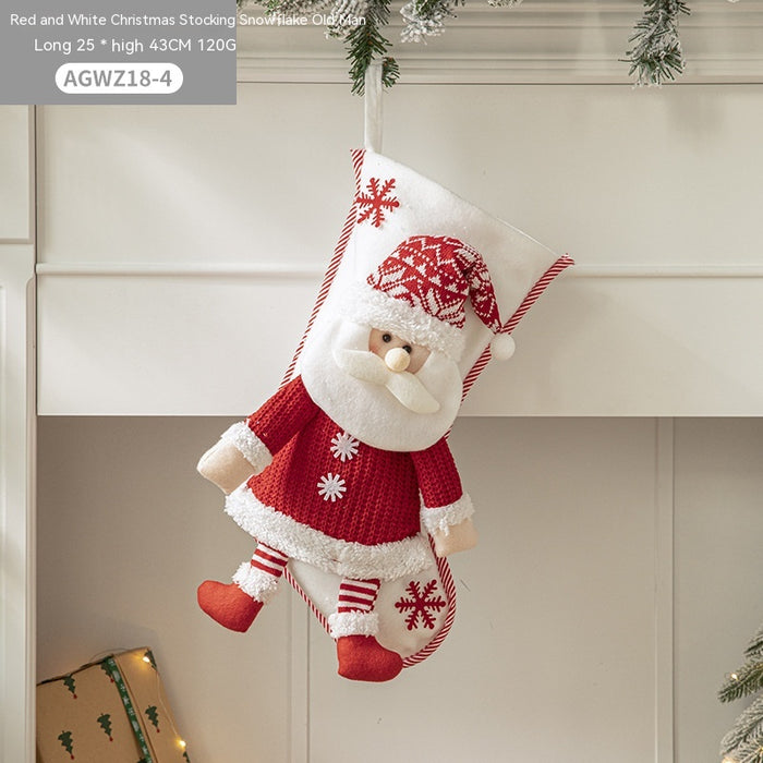 Borsa regalo per feste in stoffa con Babbo Natale, cartone animato, albero di Natale, decorazione da appendere