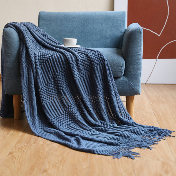 Nordic Sofa Blanket Hotel Bed Throw Bed Runner Tassel Shawl Blanket Bed Tail Cloth Cover Blanket B & B Bed Towel Knitted Blanket