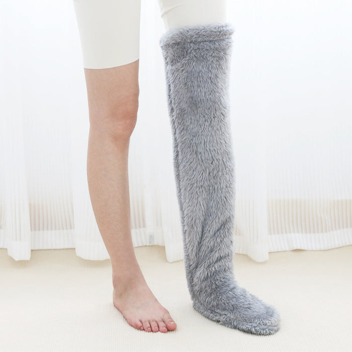 Calcetines largos y peludos por encima de la rodilla, medias cálidas y frías para pierna hasta la rodilla, medias a prueba de frío para dormir en el suelo del hogar