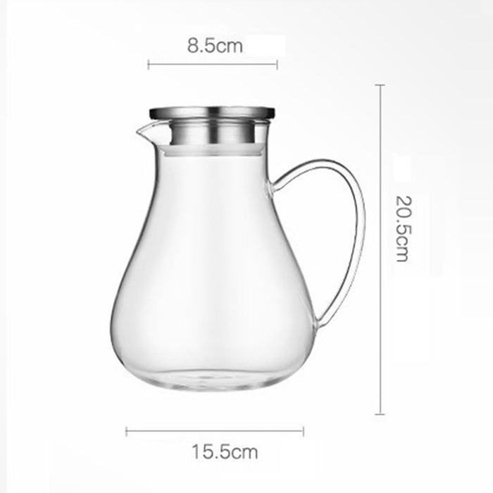 Jarra de água de vidro aquecida de 1,9L, jarra de chá, recipiente de suco, dispensador de bebidas, chaleira anti-explosão