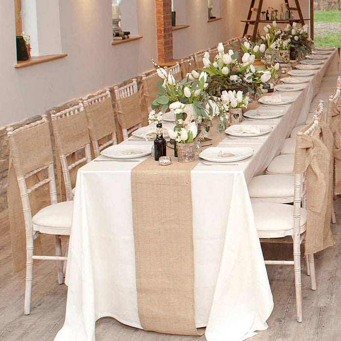 Hessian Cloth Tablecloth Linen Table Runner Chair Yarn Christmas Crafts Wedding Celebration Decoration Supplies
