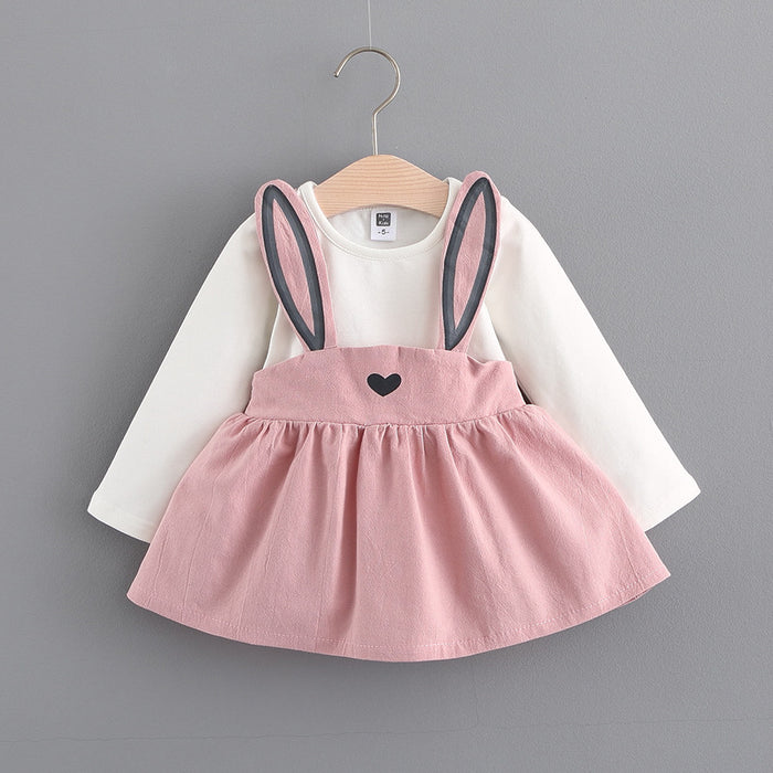 2021 outono novas roupas infantis coreanas, vestido de coelho fofo para meninas, vestido de princesa para bebês 916