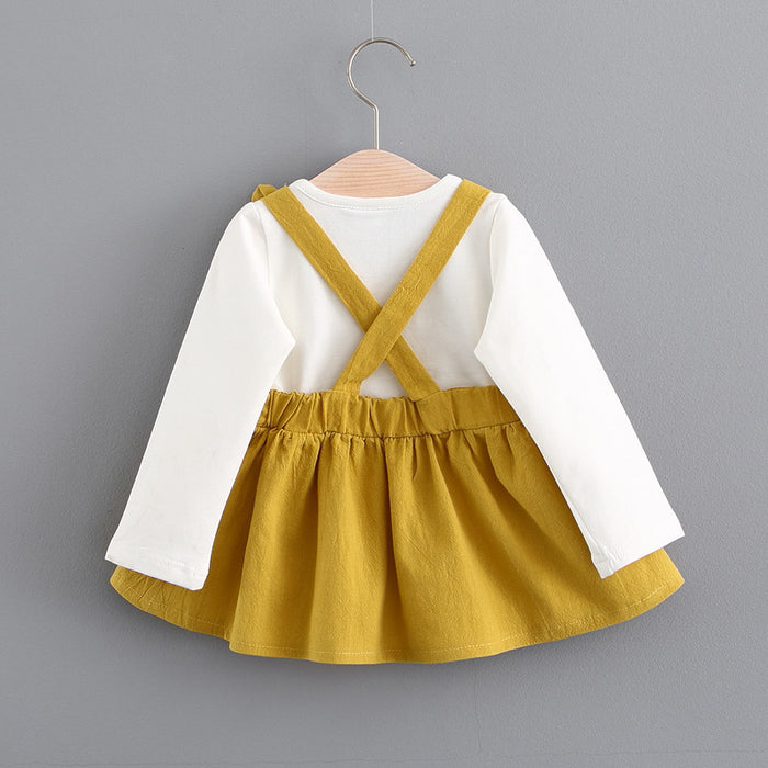 2021 otoño nueva ropa coreana para niños, lindo vestido de conejo para niñas, vestido de princesa para bebé 916