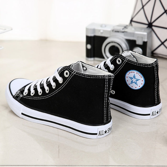 Four Seasons Men's High Top Canvas Shoes New Fashion Trendy Korean Breathable Student Board Shoes