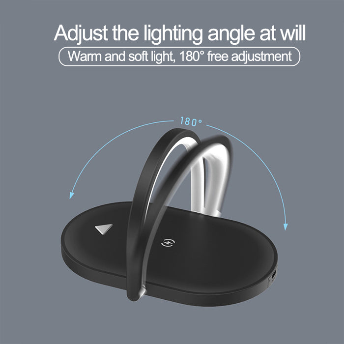 Stonego – lampe de Table de lecture LED 3 en 1, chargeur sans fil pliable, veilleuse, Station de charge sans fil, charge rapide 15W