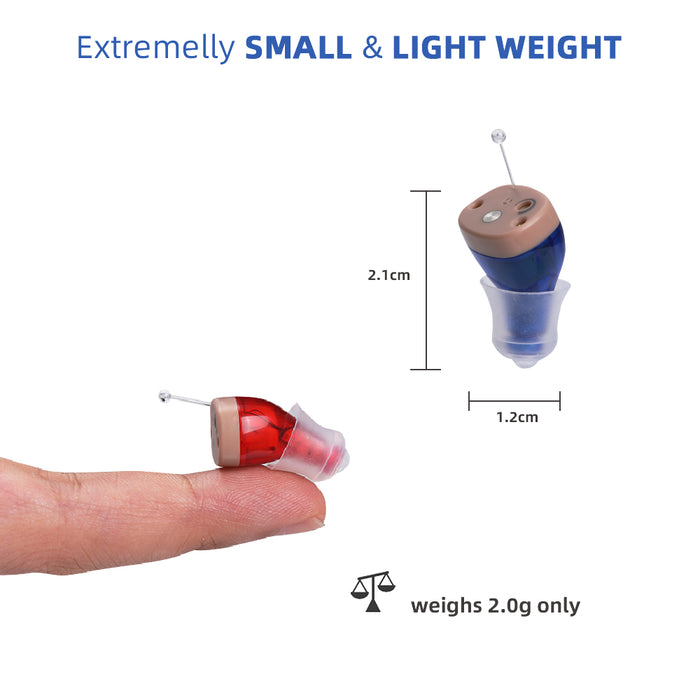 Amplificatore acustico ricaricabile per aiutare e assistere l'udito di anziani e adulti, mini amplificatori digitali invisibili piccoli e leggeri