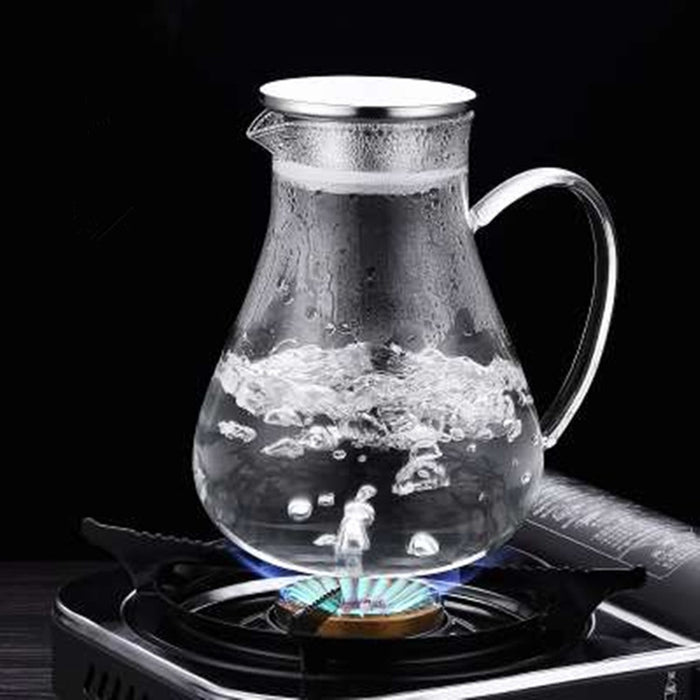 Jarra de agua de vidrio calentada de 1,9 L, jarra de té, contenedor de jugo, dispensador de bebidas, hervidor de bebida antiexplosión