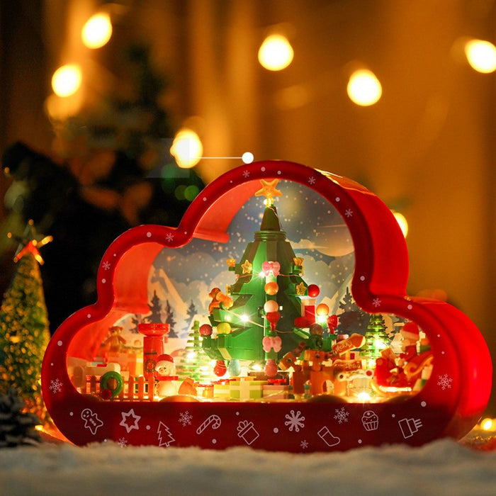 Natal novo estilo montado bloco de construção brinquedos nuvem noite lâmpada espelhos decorativos quadro luzes mesa led criativo quarto artesanal presentes aniversário