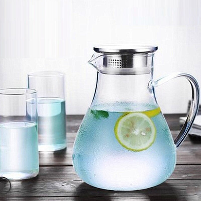 Jarra de água de vidro aquecida de 1,9L, jarra de chá, recipiente de suco, dispensador de bebidas, chaleira anti-explosão