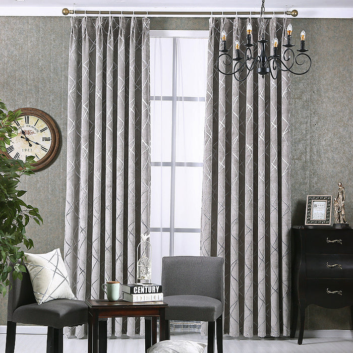 Cor sólida simples moderna luz luxuosa sala de estar cortinas blackout de chenille