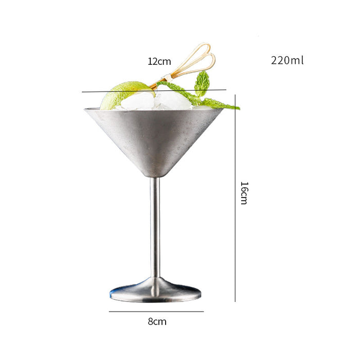 Stainless Steel Cocktail Glass Goblet Martini Glass Triangle Glass Metal Champagne Glass