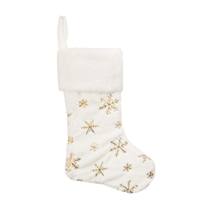 Calcetines de felpa con copos de nieve y bordado navideño