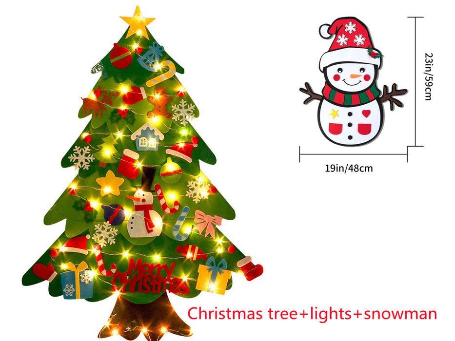 Árbol de Navidad infantil de fieltro DIY con luces