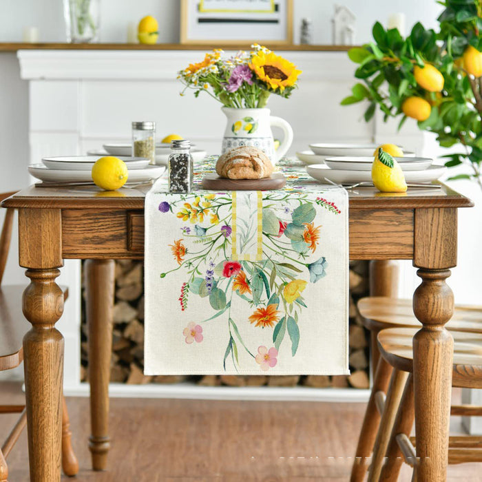 New Spring Pattern Table Runner Linen Material Tablecloth Table Mat