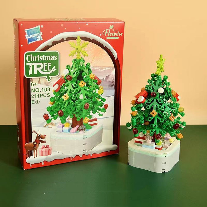 Juguete de ensamblaje de bloques de construcción de caja de música de árbol de Navidad
