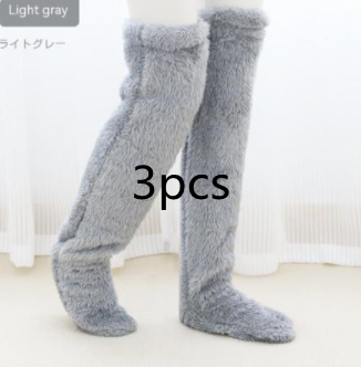 Chaussettes longues et pelucheuses au-dessus du genou, bas chauds et froids pour l'hiver, bas résistants au froid, pour dormir au sol de la maison