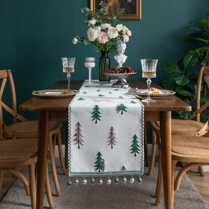 Modern Minimalist Table Runner Christmas Chenille Tassel Household Tablecloth Polyester Tablecloth